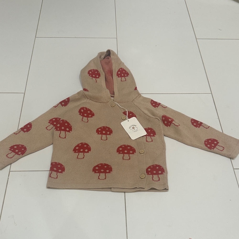 Fin & Vince Mushroom Patterned Kids Hoodie 2/3Y